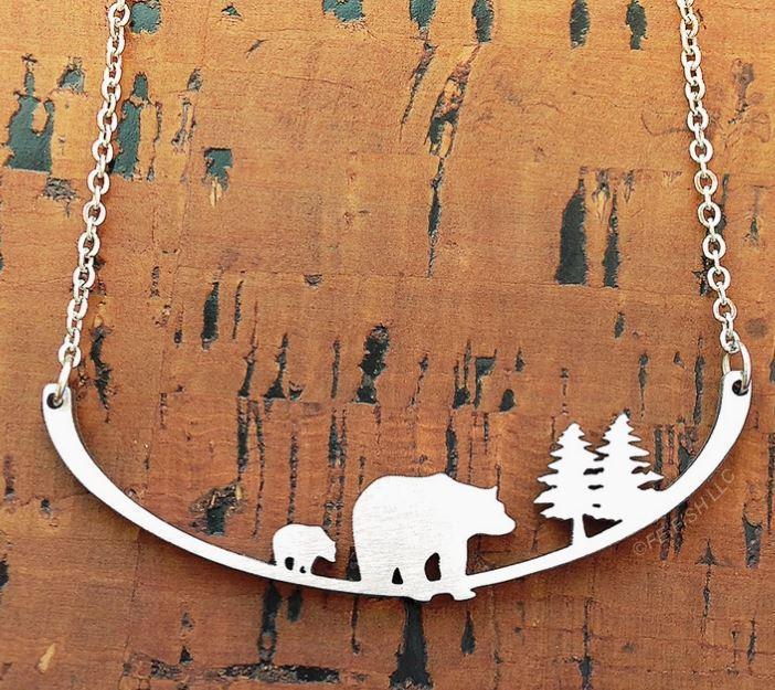 Mother Bear and Cub Necklace