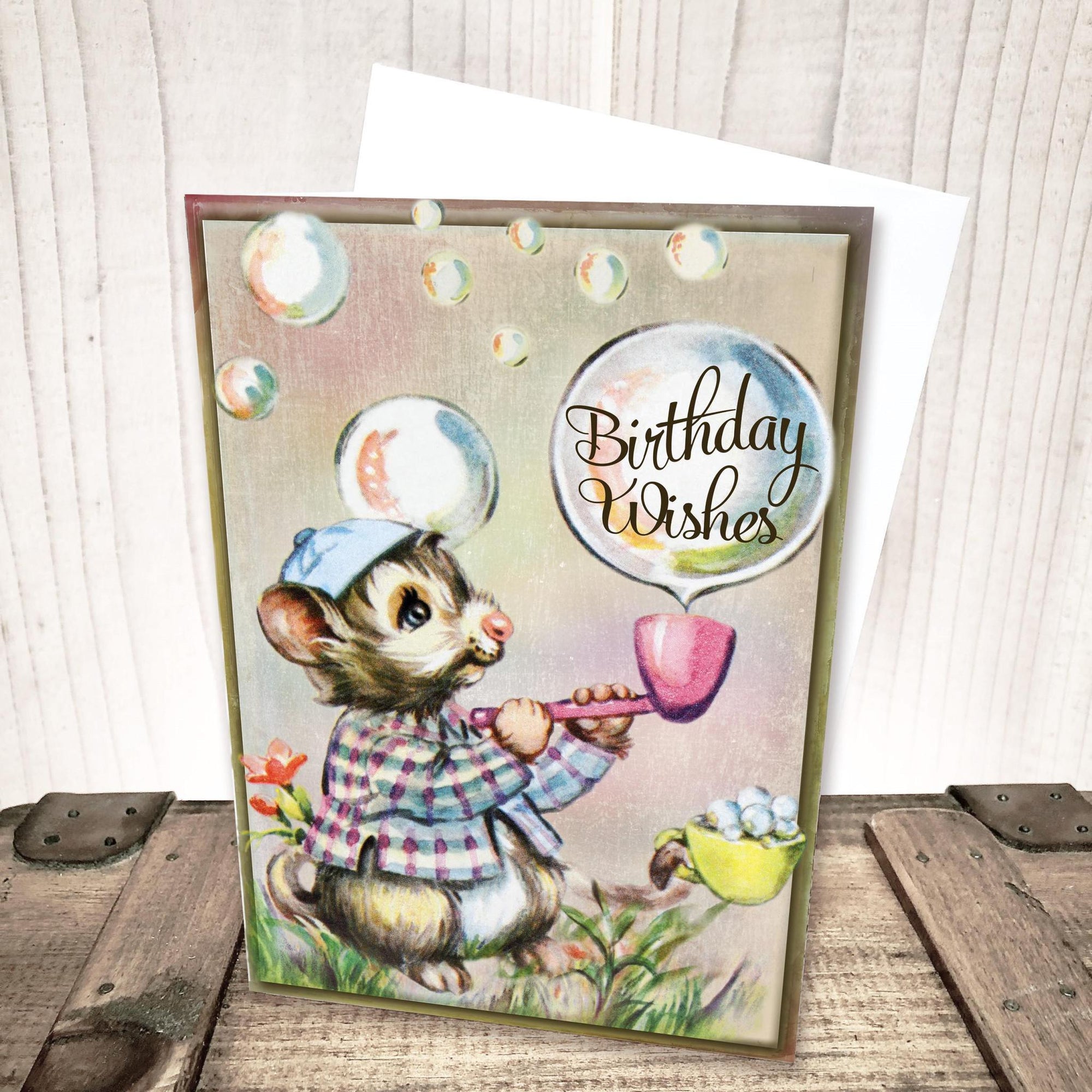 Mouse blowing Bubbles Birthday Card by Yesterday's Best
