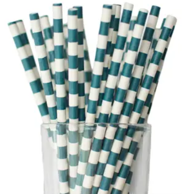 Colorful Paper Straws Navy Blue Sailor Stripe