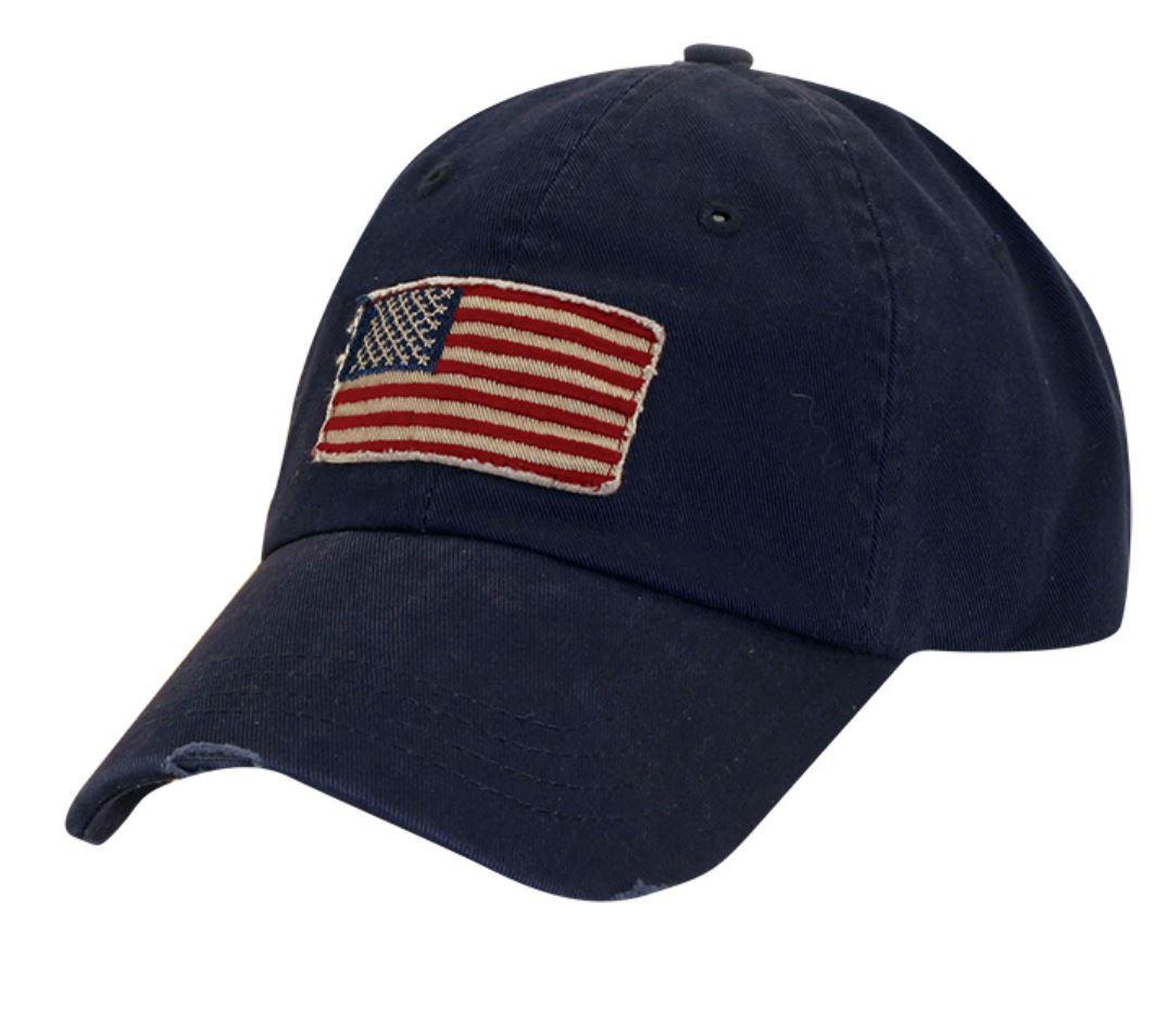 USA Unstructured American Flag Baseball Cap Navy