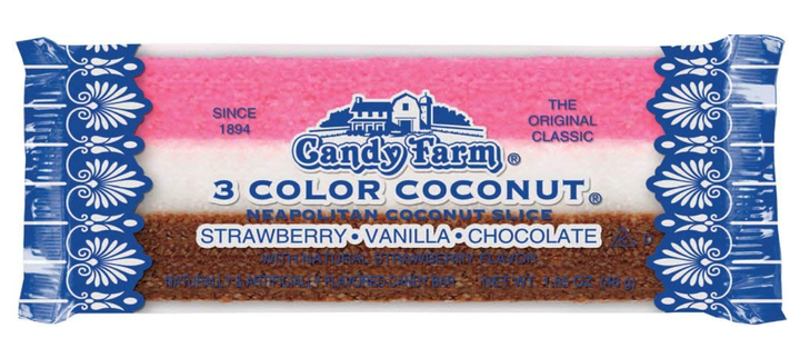 Neapolitan Three Color Coconut Slice Bar