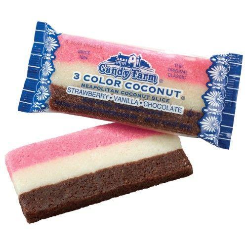 Neapolitan Three Color Coconut Slice Bar