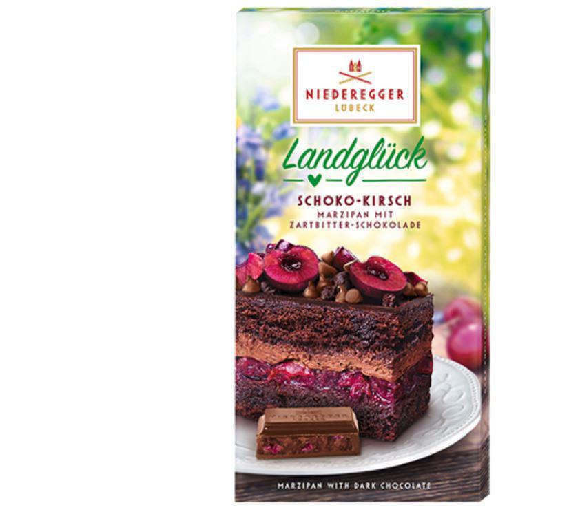NIEDEREGGER CHOCOLATE-CHERRY MARZIPAN BAR "LANDGLÜCK"