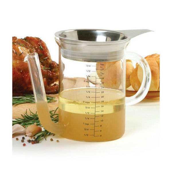 Norpro Glass Gravy Separator with Strainer | 4 cup