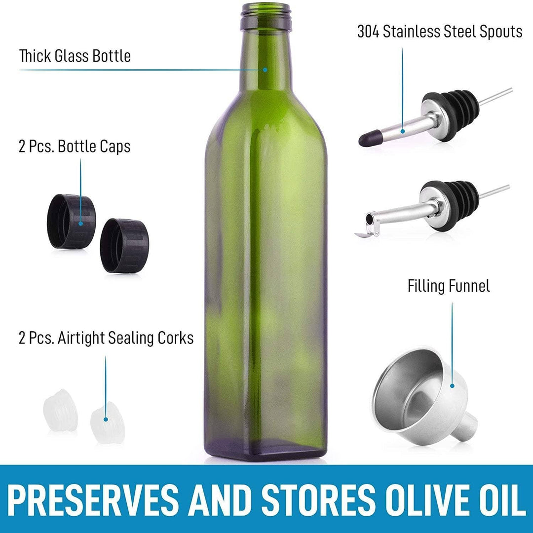 Olive Oil Dispenser Set | Dark Green