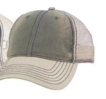 Unstructured Cotton & Mesh Baseball Cap Olive/Tan
