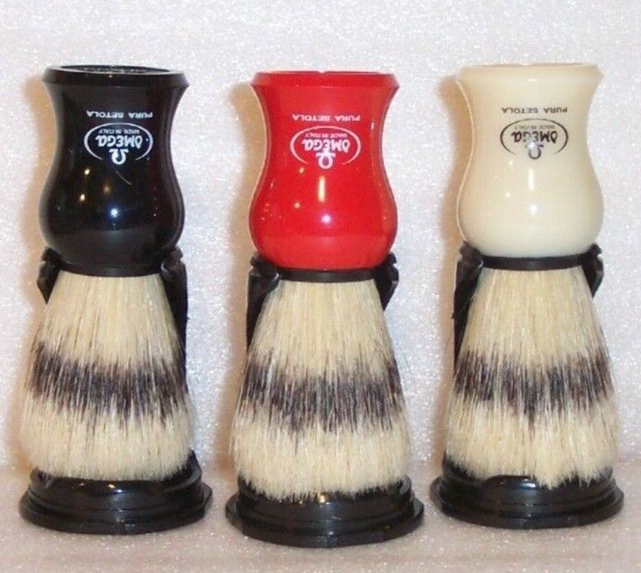 Omega Men's Natural Bristle Shaving Brushes & Stand