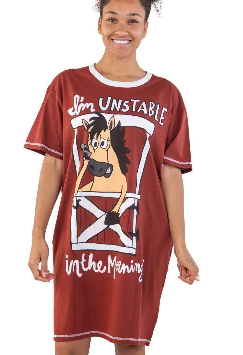 Unstable in the Morning Horse Sleep Nightshirt ONE SIZE