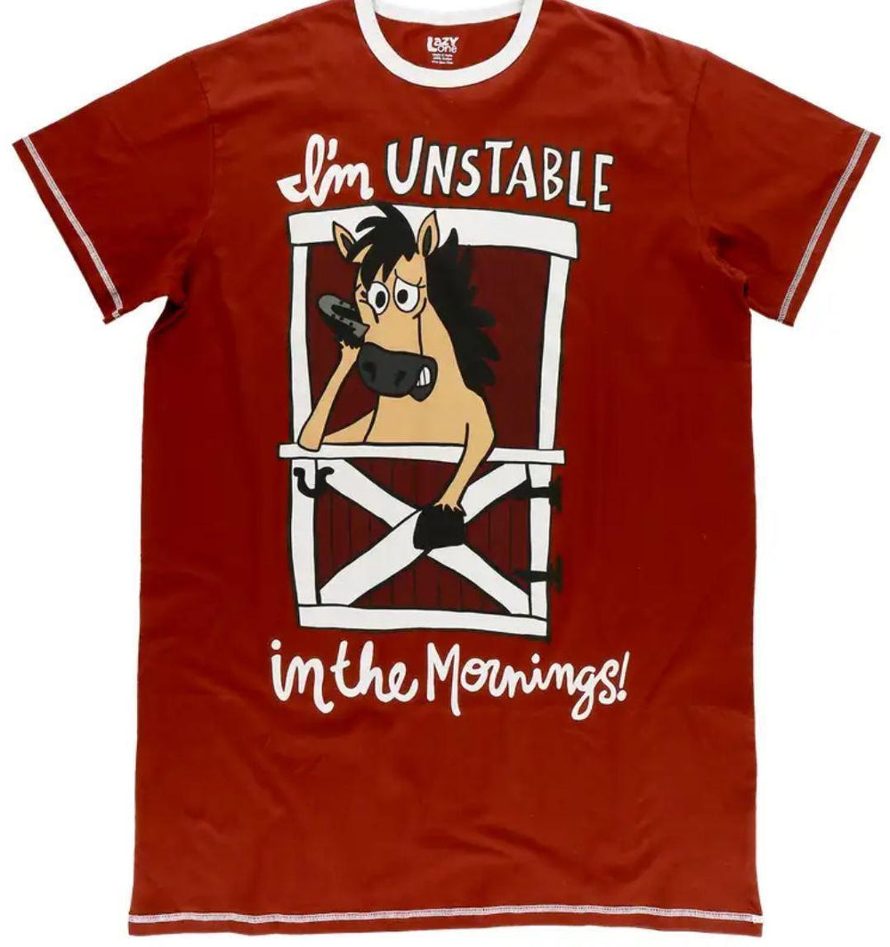 Unstable in the Morning Horse Sleep Nightshirt ONE SIZE