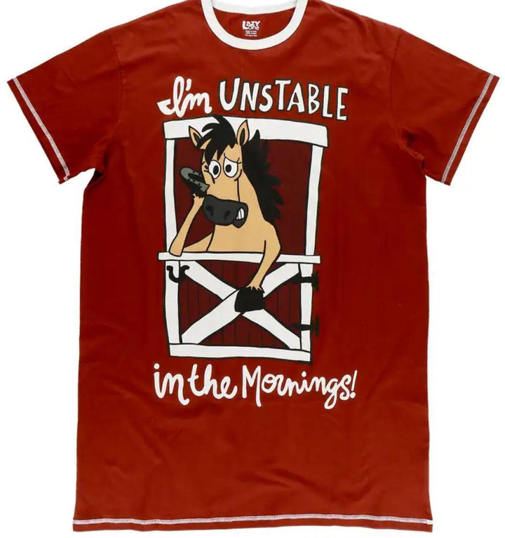 Unstable in the Morning Horse Sleep Nightshirt ONE SIZE