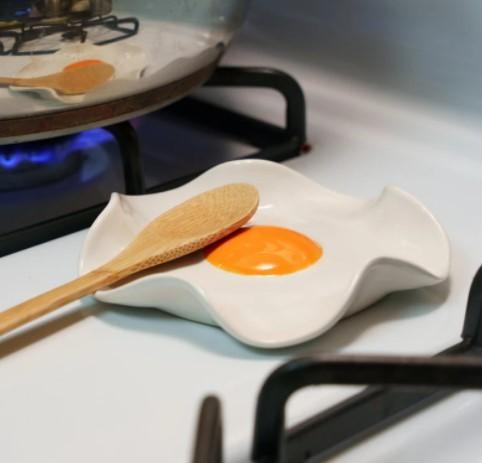 Locally Handmade Egg Shaped Spoon Rest Organic Orange Yolde