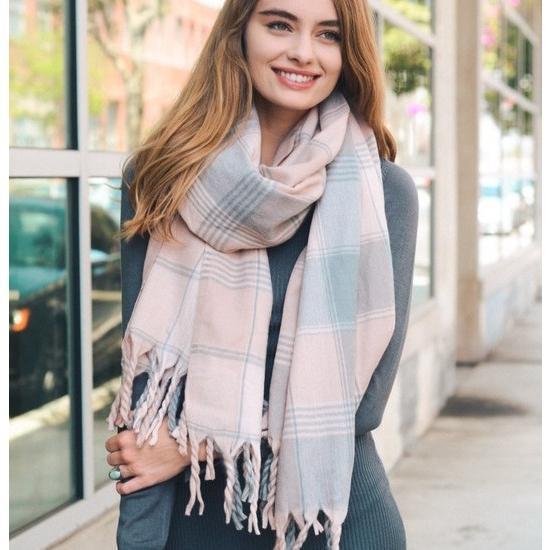 Oversized Flannel Tassel Scarf