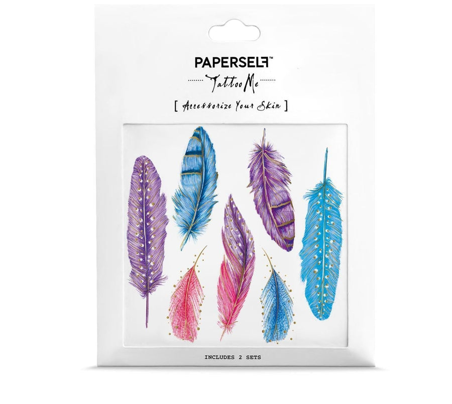 PAPERSELF Temporary Tattoo Skin Accessories | Color Feathers