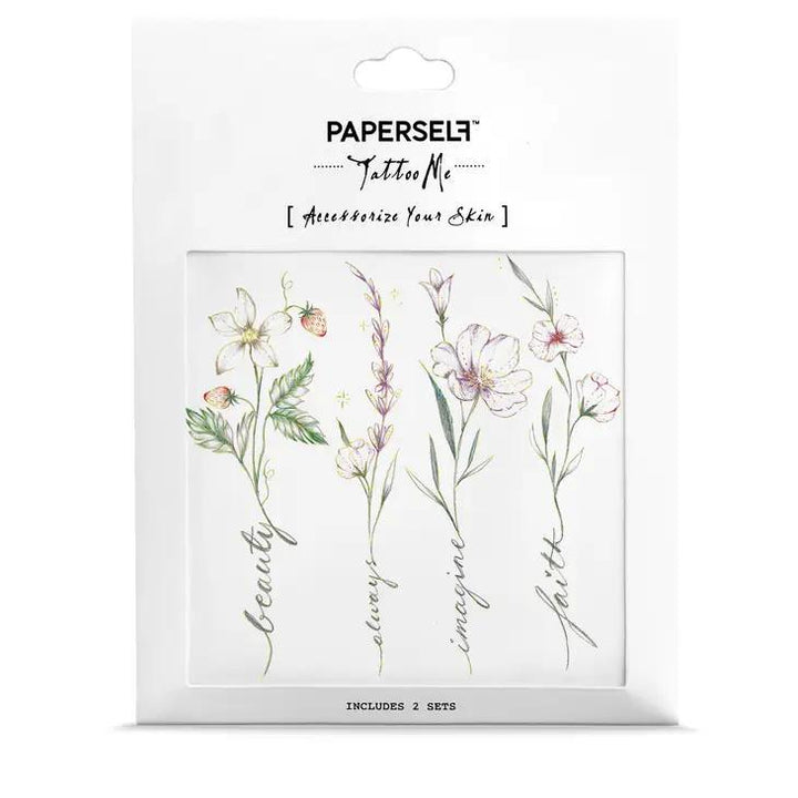 PAPERSELF Temporary Tattoo Skin Accessories | Flower Script 2