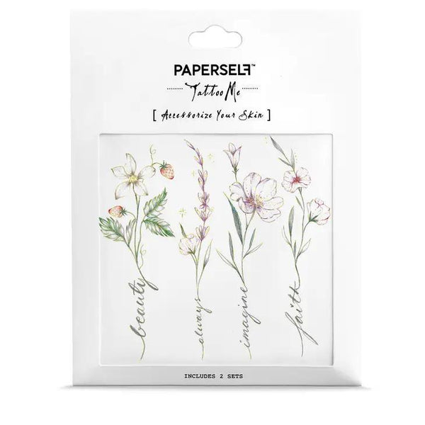 PAPERSELF Temporary Tattoo Skin Accessories | Flower Script 2