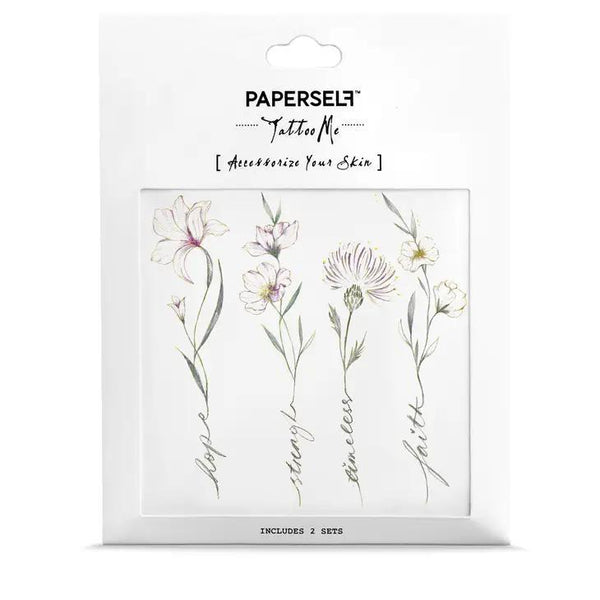 PAPERSELF Temporary Tattoo Skin Accessories | Flower Script 2