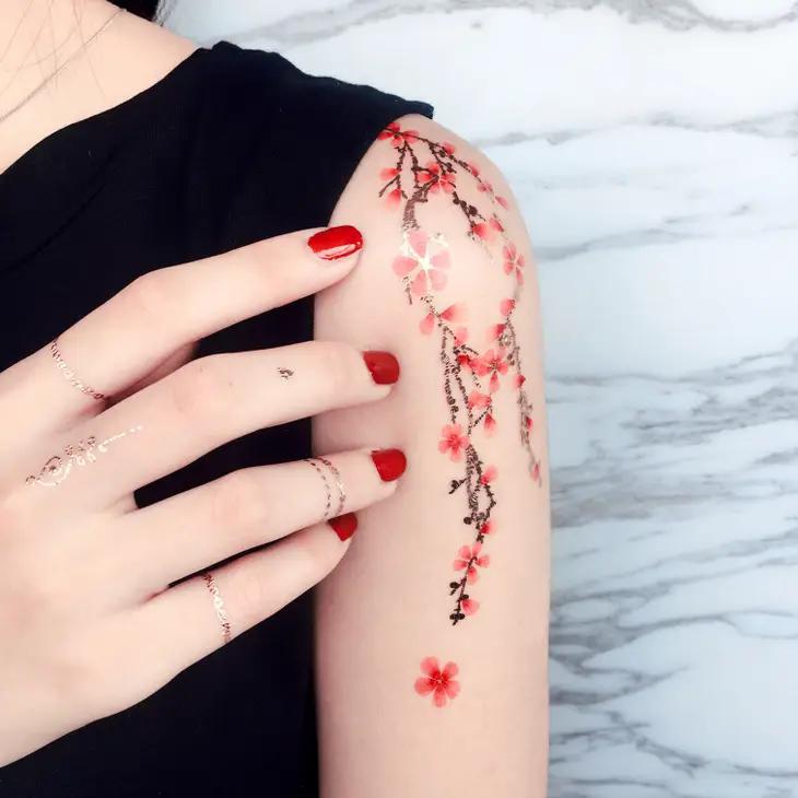 PAPERSELF Temporary Tattoo Skin Accessories | Pink Blossoms