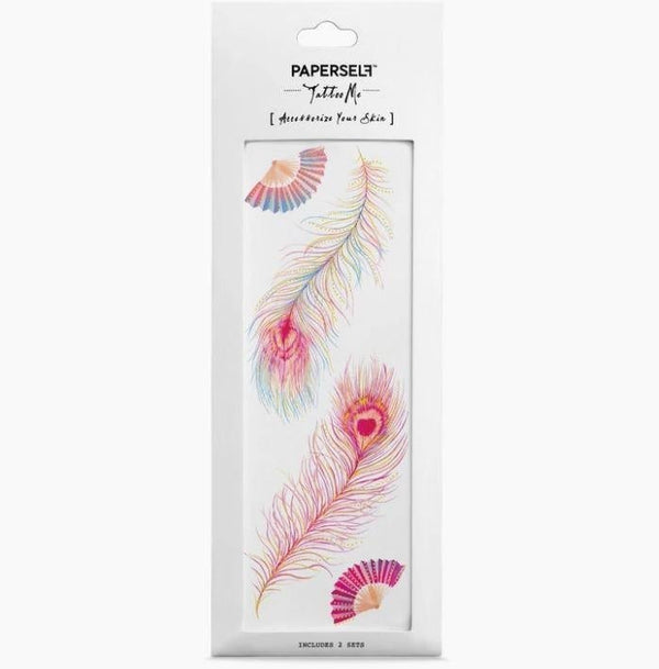 PAPERSELF Temporary Tattoo Skin Accessories | Pink Feathers