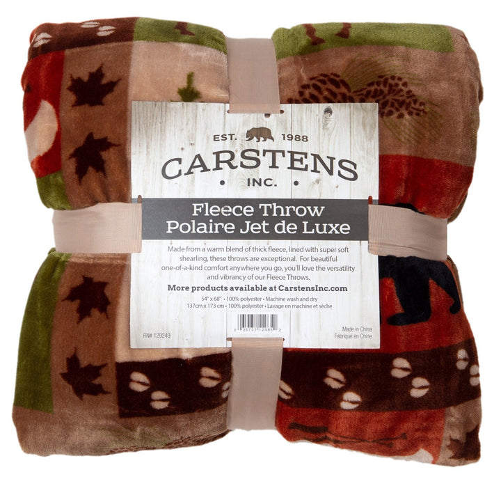 Patchwork Lodge Sherpa Fleece Throw Blanket