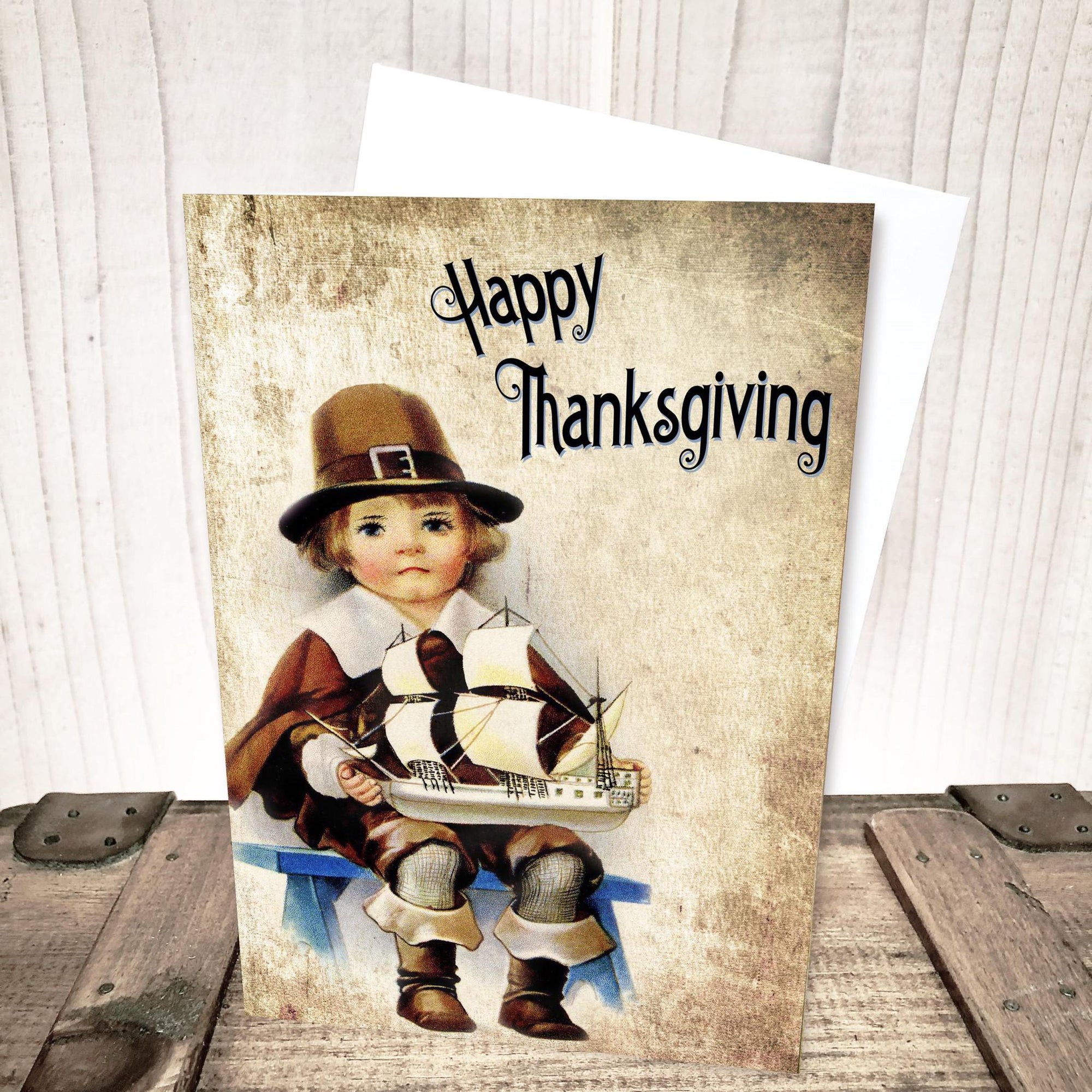 Pilgrim Boy Thanksgiving Card by Yesterday's Best