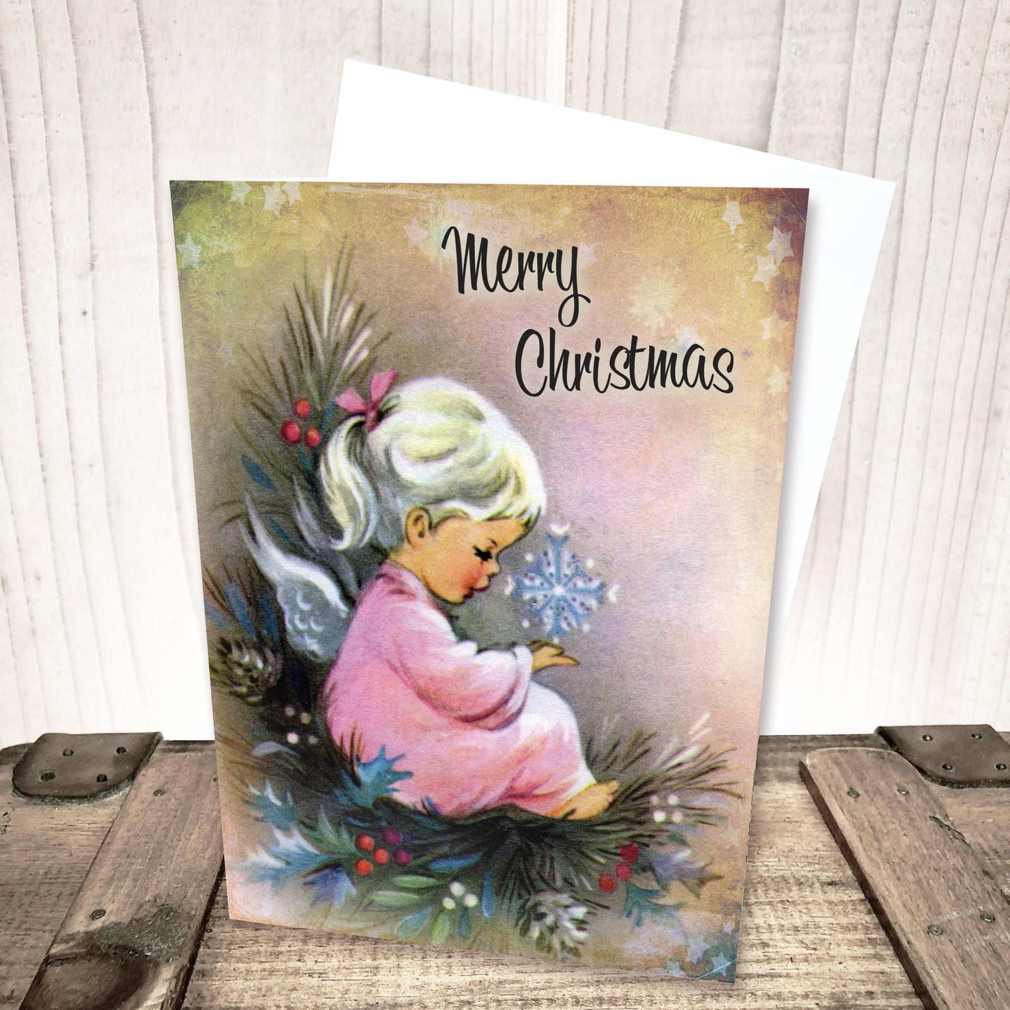Pink Angel Merry Christmas Card by Yesterday's Best