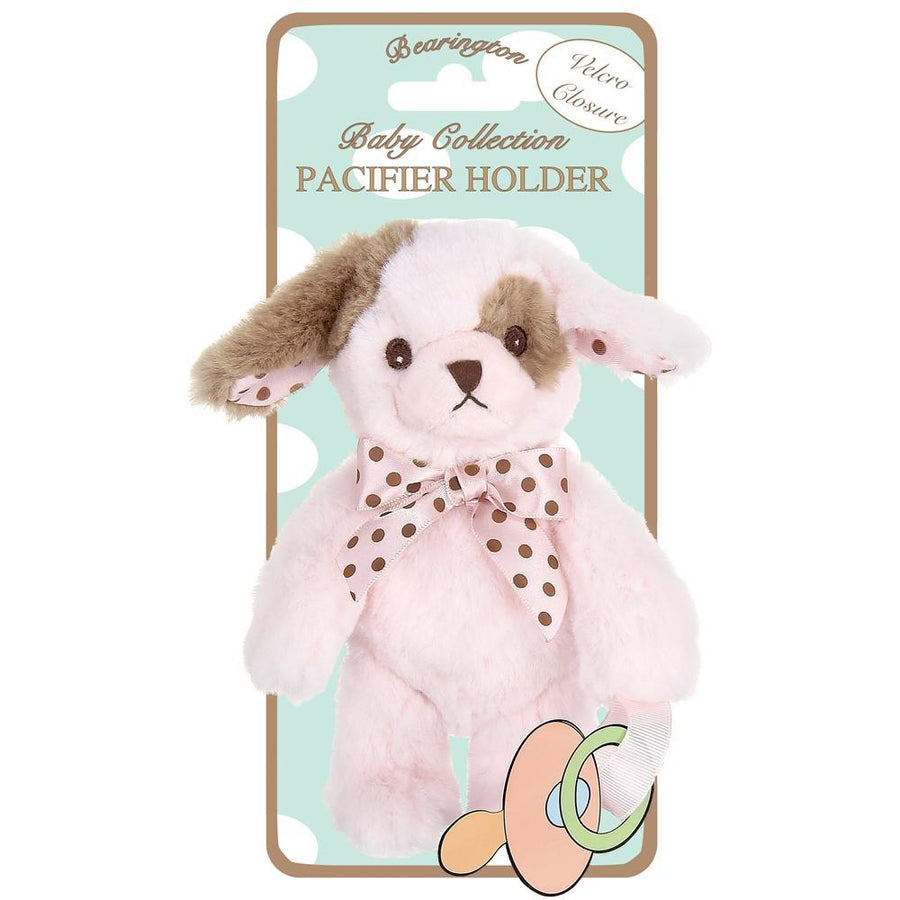 Plush Pacifier Holder | Wiggler Pink Dog