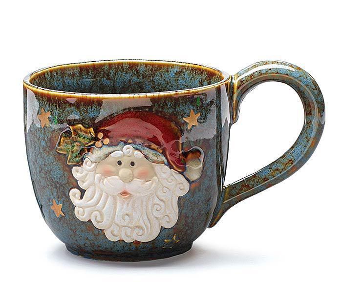 Porcelain Glazed Marbleized Soup Mug | Santa