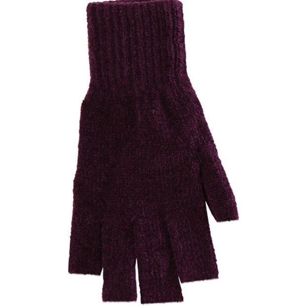 Fingerless Knit Gloves Purple