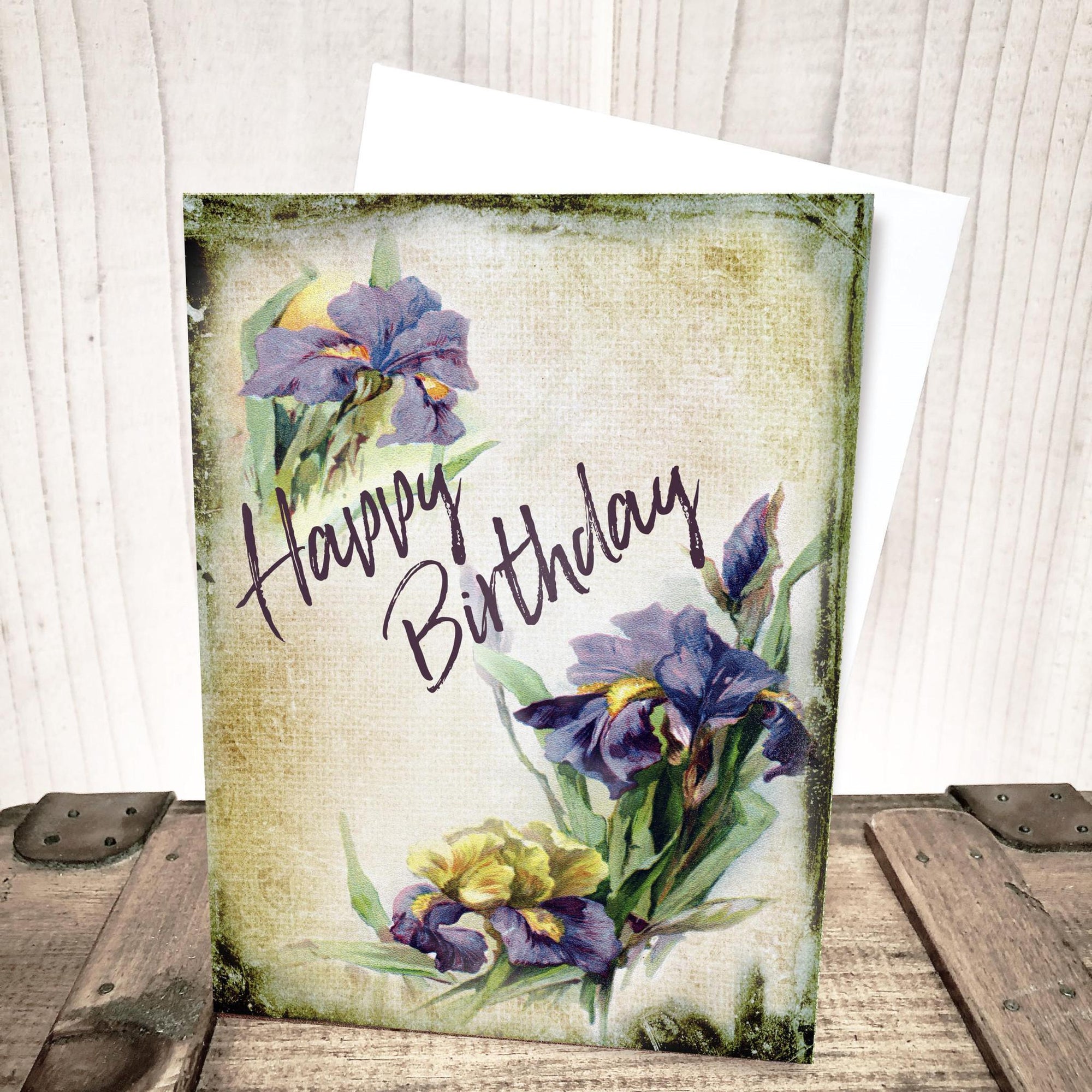 Purple Iris Floral Birthday Card by Yesterday's Best