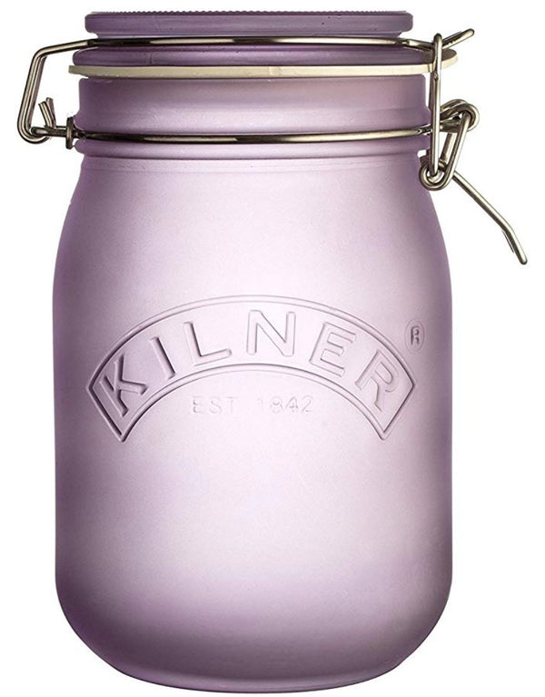 Kilner White Frosted Clip Top Jar, 1L Purple