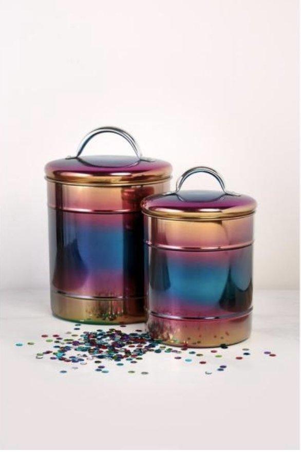 Rainbow Iridescent Metal Storage Canisters