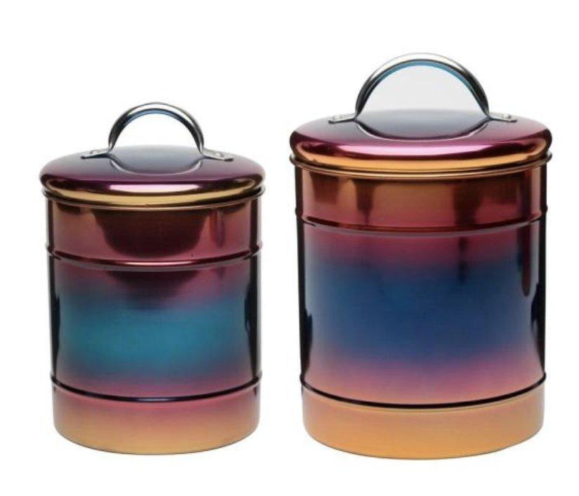 Rainbow Iridescent Metal Storage Canisters
