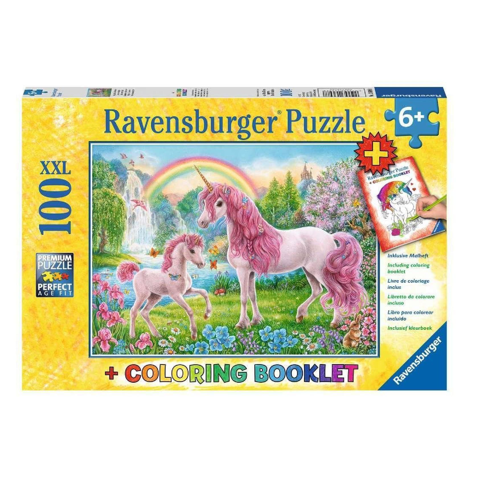 Ravensburger Jigsaw Puzzle & Coloring Book | Magical Unicorns 100 Piece