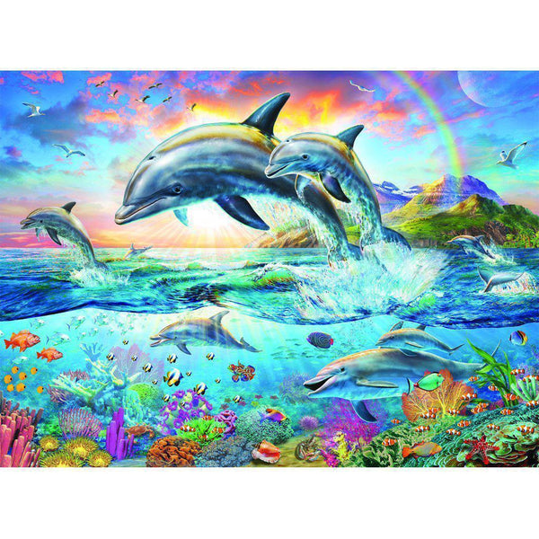 Ravensburger Jigsaw Puzzle & Coloring Book | Vibrant Dolphins 100 Piece