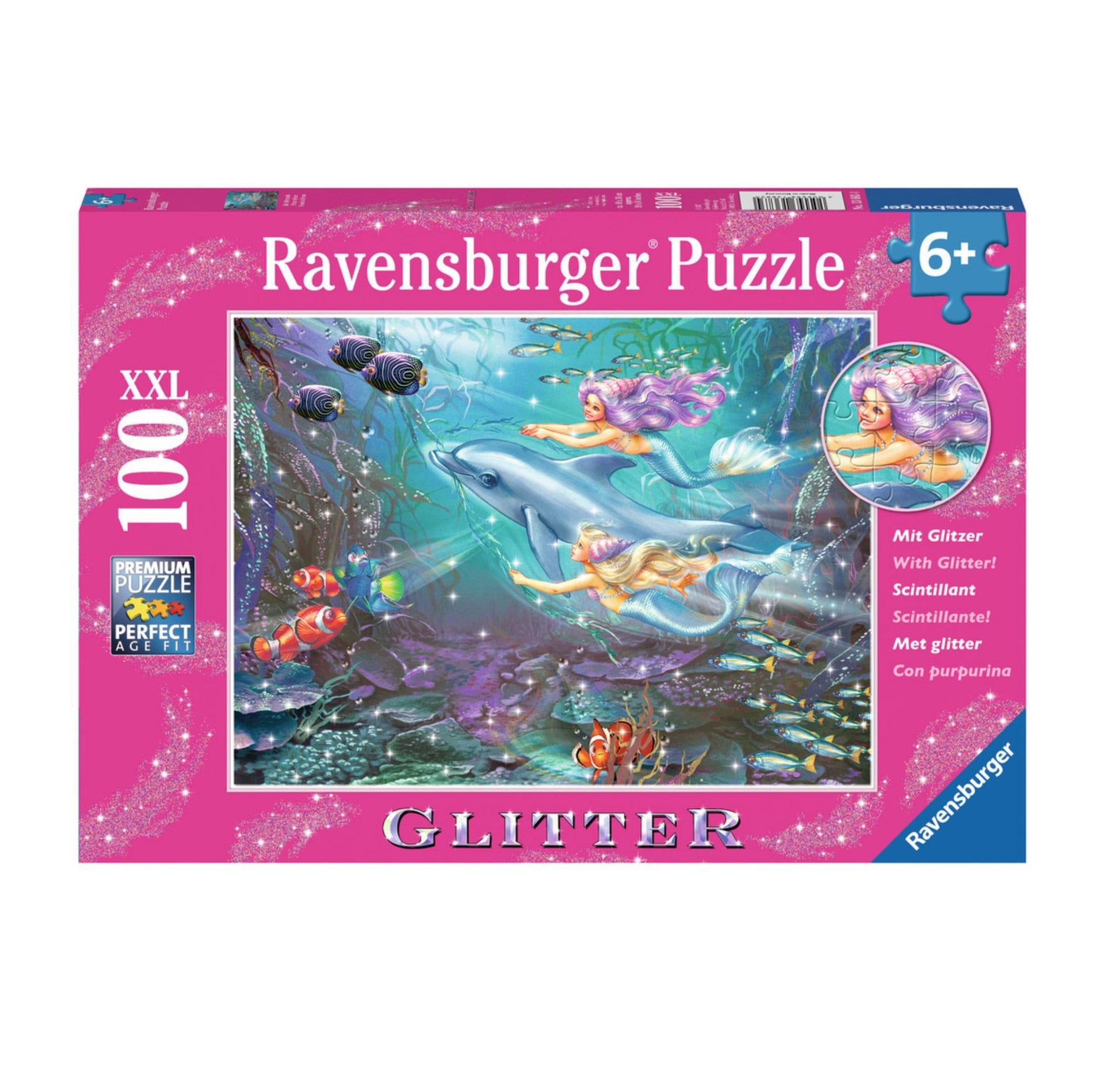 Ravensburger Jigsaw Puzzle | Little Mermaids Glitter 100 Piece