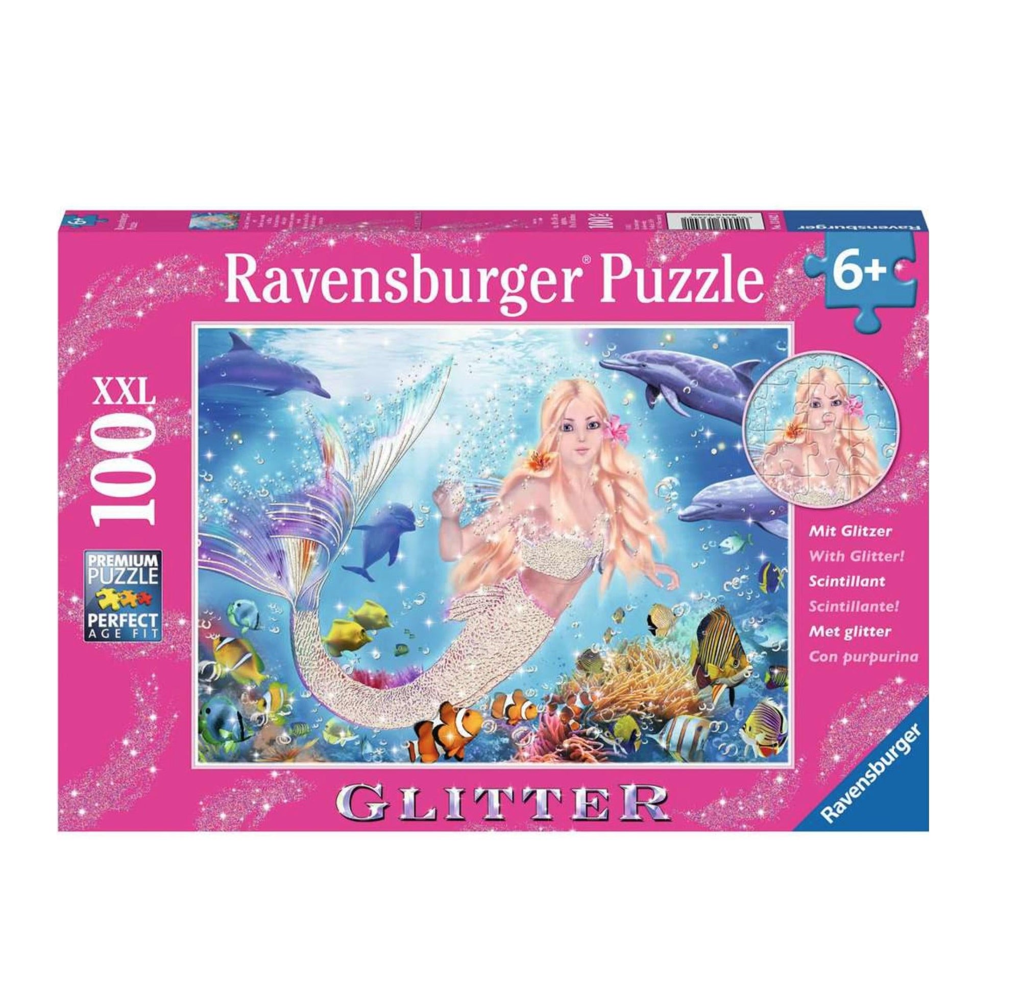 Ravensburger Jigsaw Puzzle | Mermaids & Dolphins Glitter 100 Piece