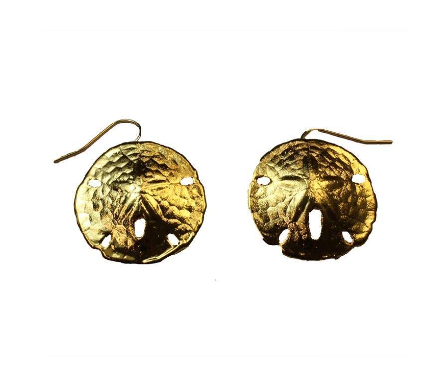 Real Sand Dollar Earrings 24K Gold