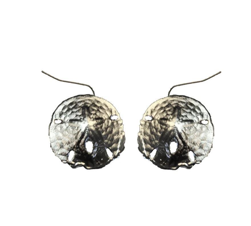 Real Sand Dollar Earrings Fine Silver