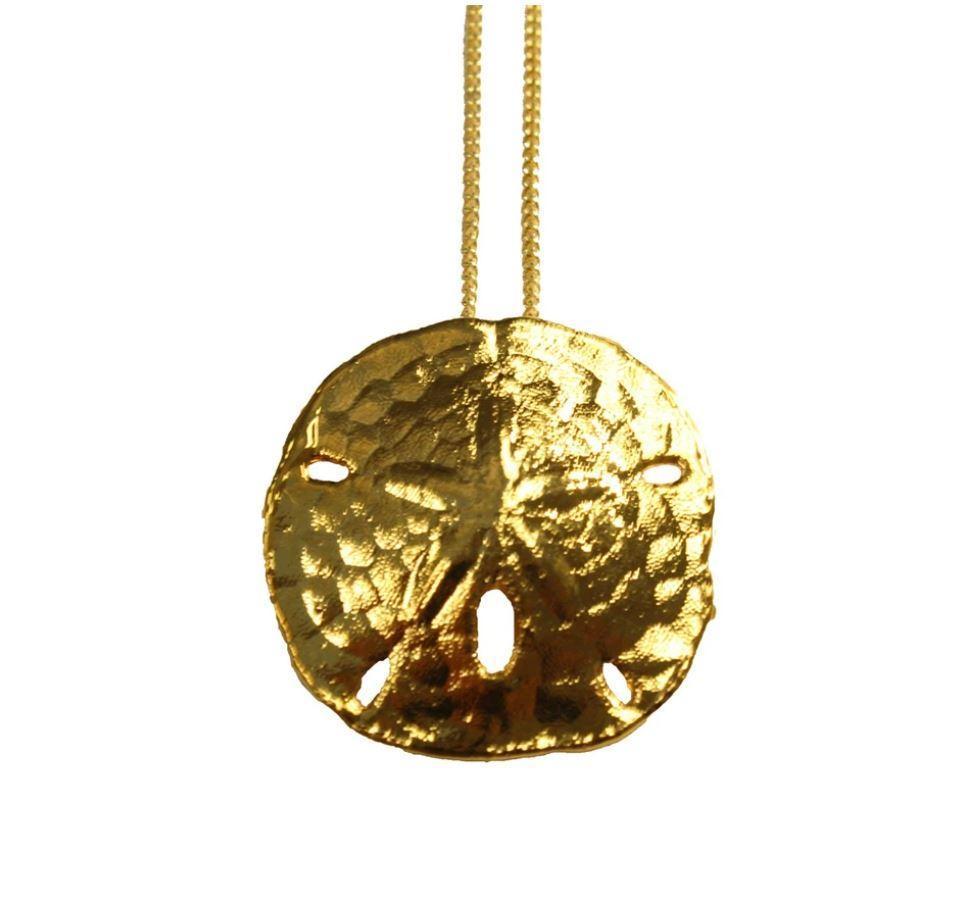 Real Sand Dollar Necklace 24K Gold