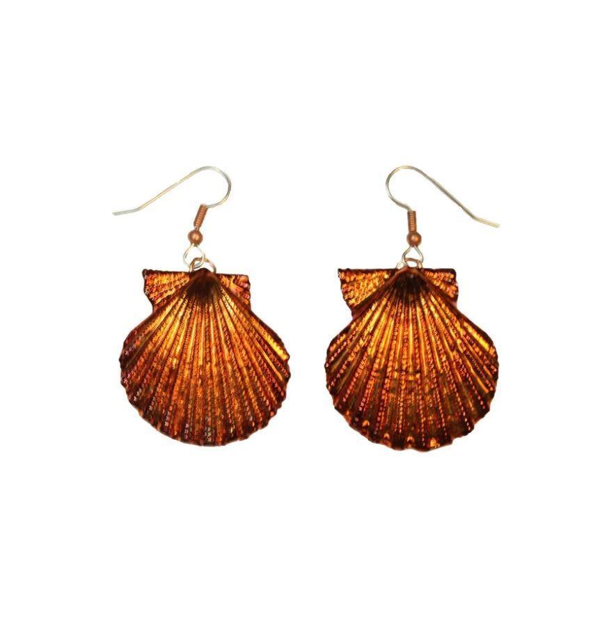 Real Shell Earrings Iridescent Copper