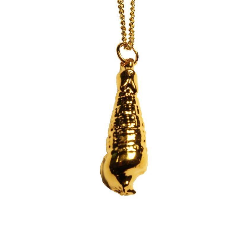 Real Spiral Shell Necklace 24K Gold