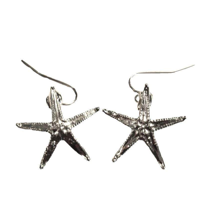 Real Starfish Earrings Fine Silver