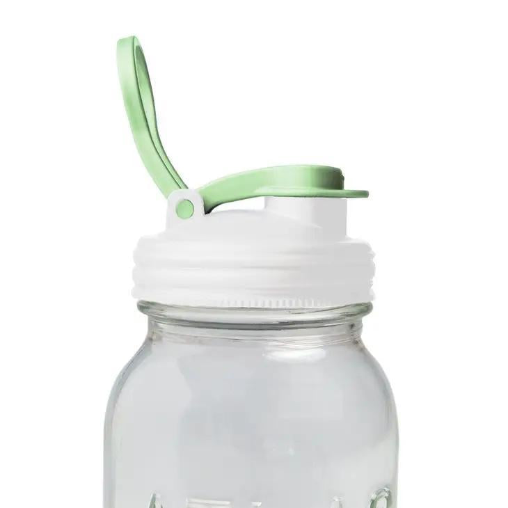 reCAP® Mason Jar Storage Pour Lid with Carry Loop | Green Glow