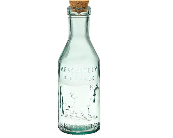 Recycled Glass Milk Bottle with Cork