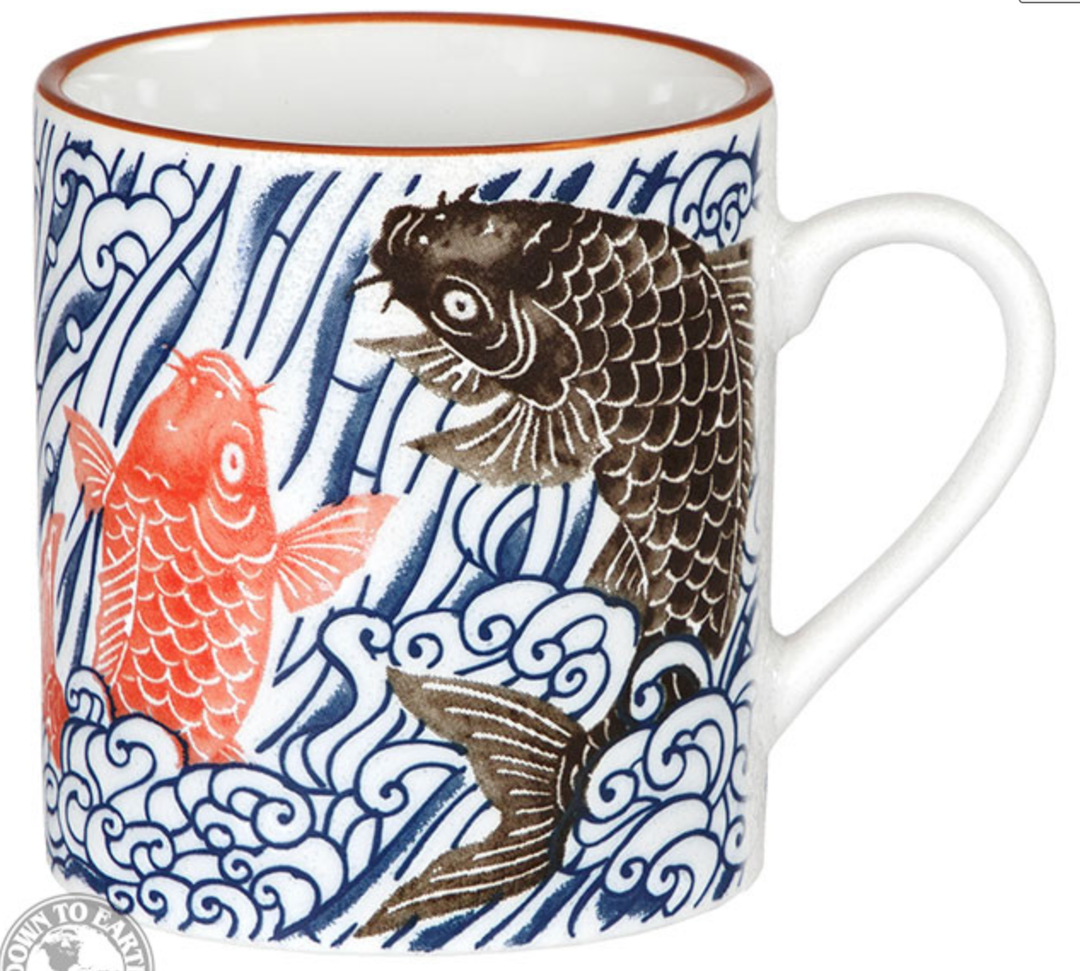 Red & Black Carp with Waves Mug