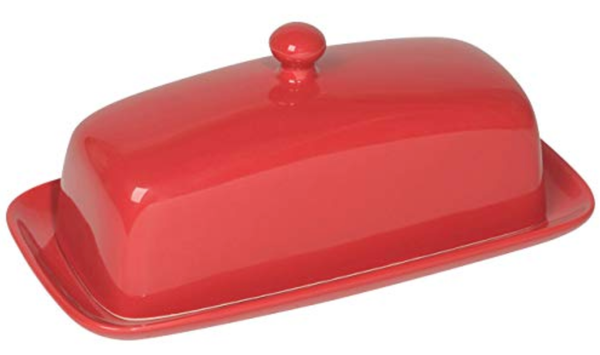 Colorful Stoneware Butter Dishes Red