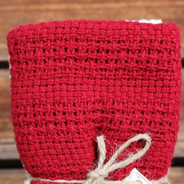 100% Cotton USA made Woven Kitchen Towels (2 Pack) Red & Natural