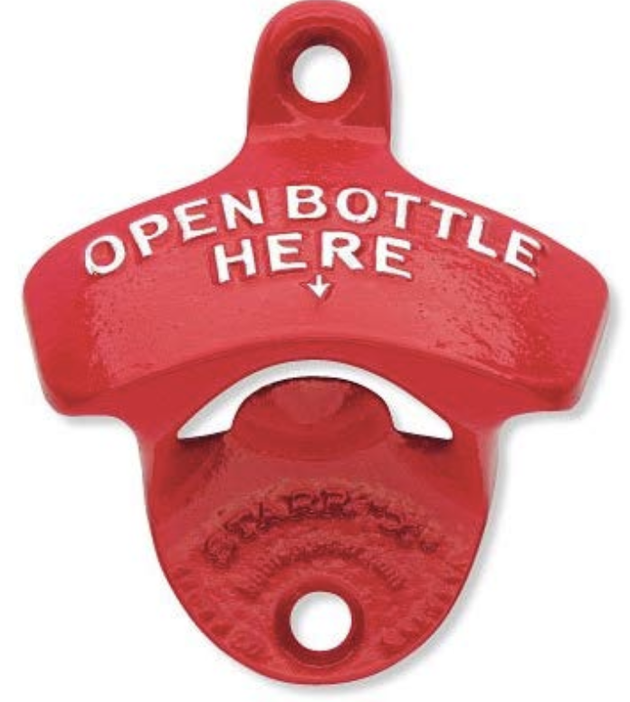 Wall Mount Bottle Opener Open Bottle Here STARR "X" Red Powder Coated