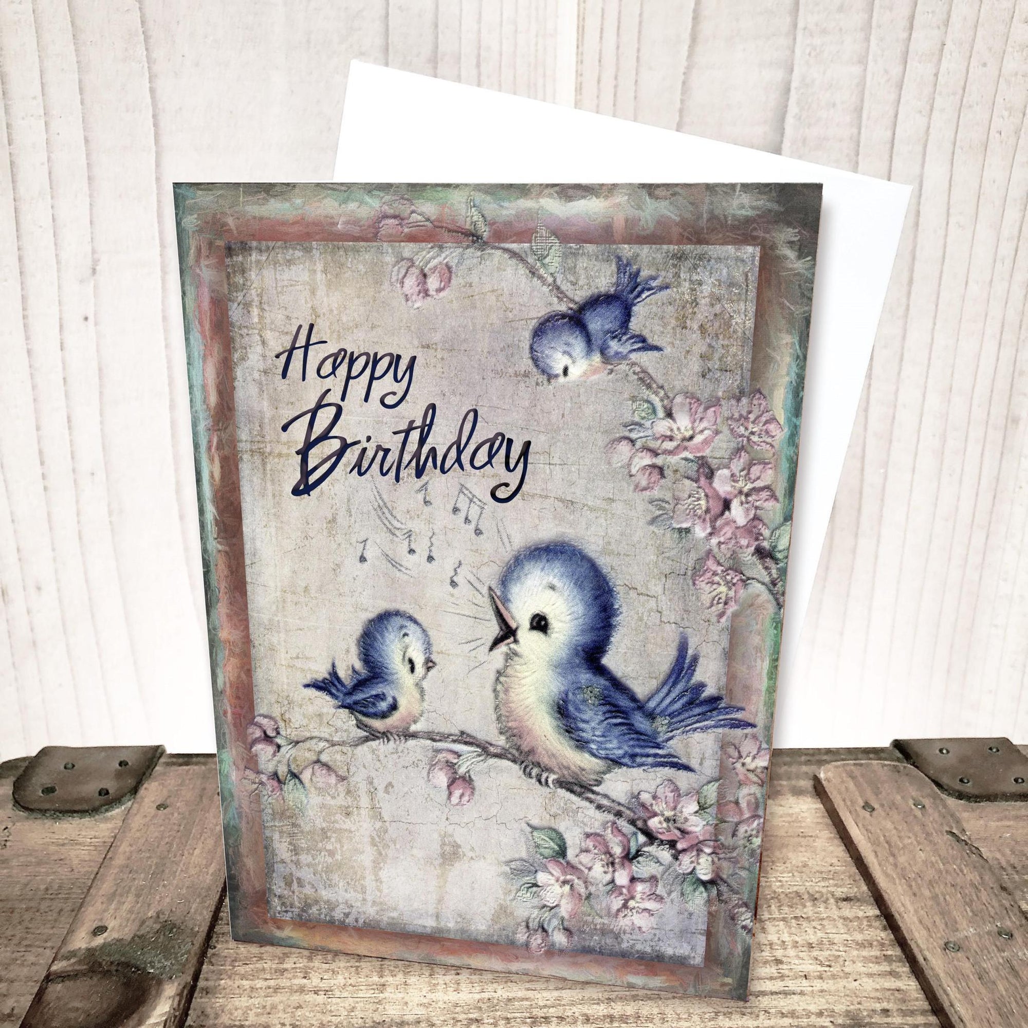 Retro Blue Birds Birthday Card by Yesterday's Best