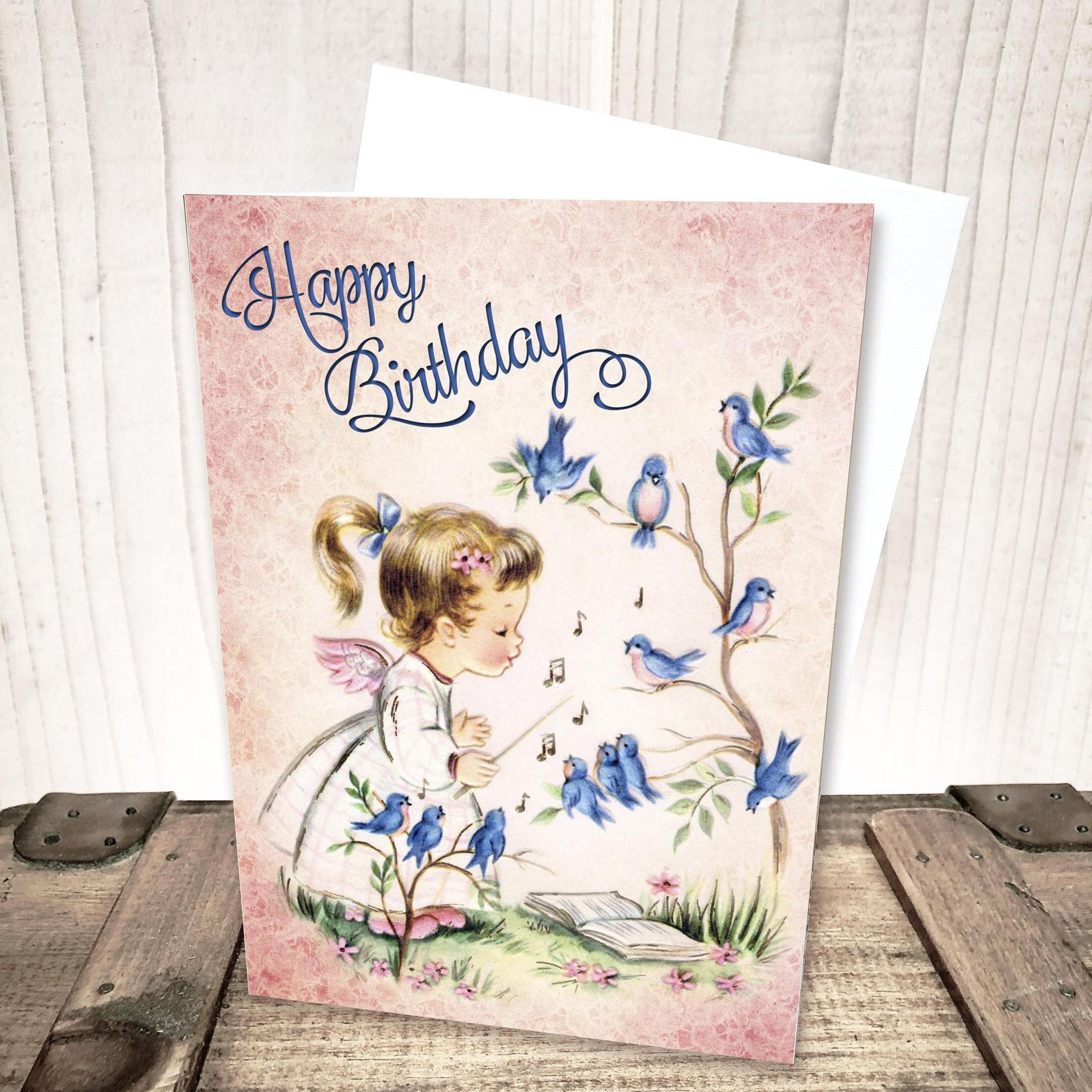 Retro Girl Angel Birthday Card by Yesterday's Best